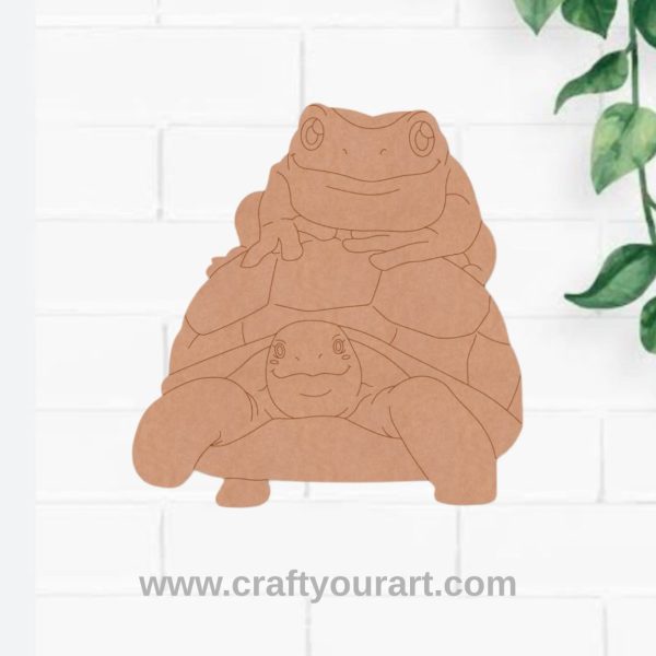 Frog On Tortoise Pre Marked MDF Design 1