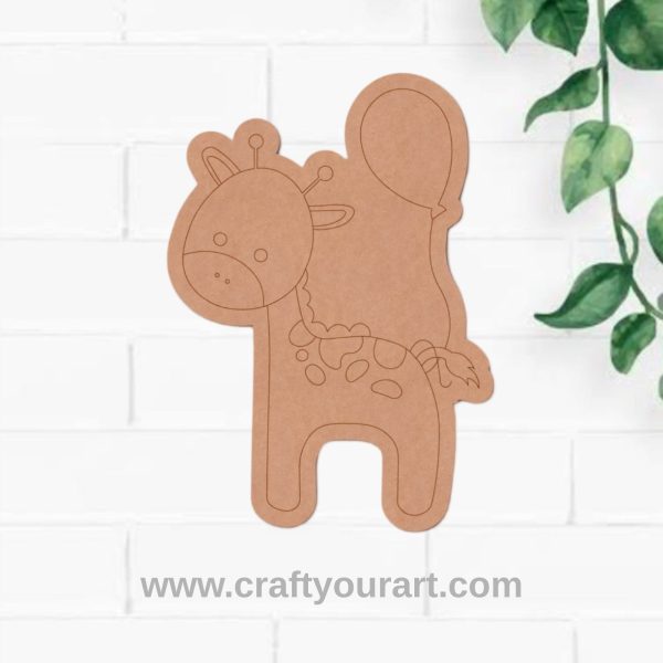 Giraffe With Balloon Pre Marked MDF Design 1