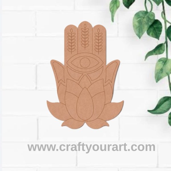 Lotus Hamsa Hand Pre Marked MDF Design 1