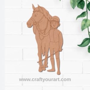 Female Jockey Horse Pre Marked MDF Design 1