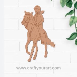 Female Polo Player Horse Pre Marked MDF Design 1