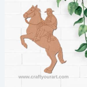 Cowboy On A Horse Pre Marked MDF Design 1