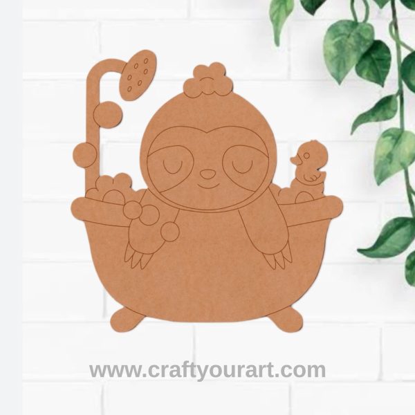Sloth Bathing Pre Marked MDF Design 1
