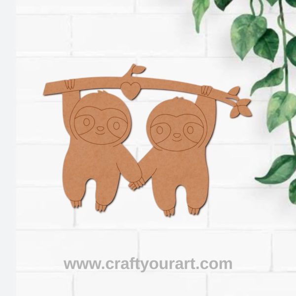 Sloths Hanging Pre Marked MDF Design 1