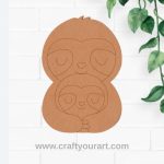 Sloth With Baby Sloth Pre Marked MDF Design 1