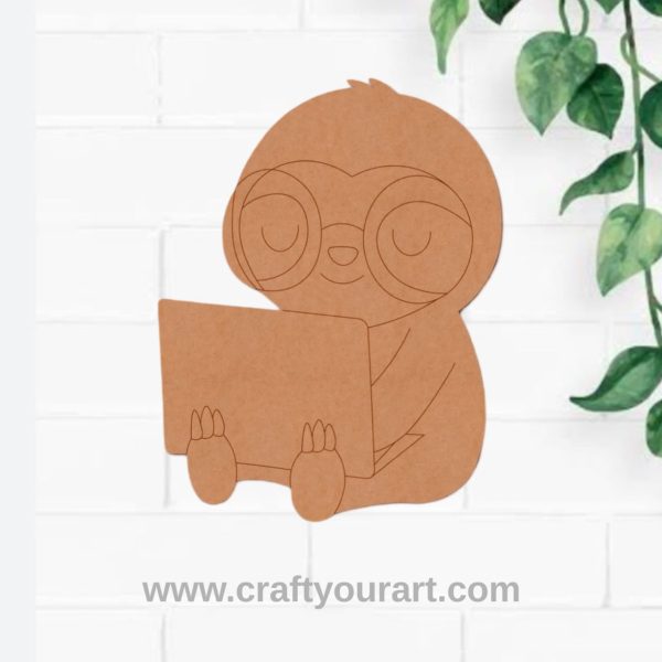 Sloth Using Laptop Pre Marked MDF Design 1