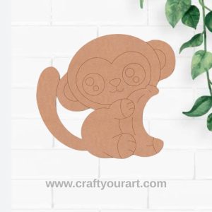 Baby Monkey With Banana Pre Marked MDF Design 1