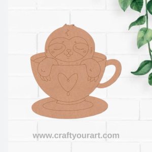 Sloth In Coffee Cup Pre Marked MDF Design 1