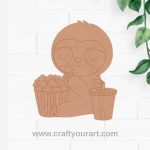 Sloth Eating Popcorn Pre Marked MDF Design 1