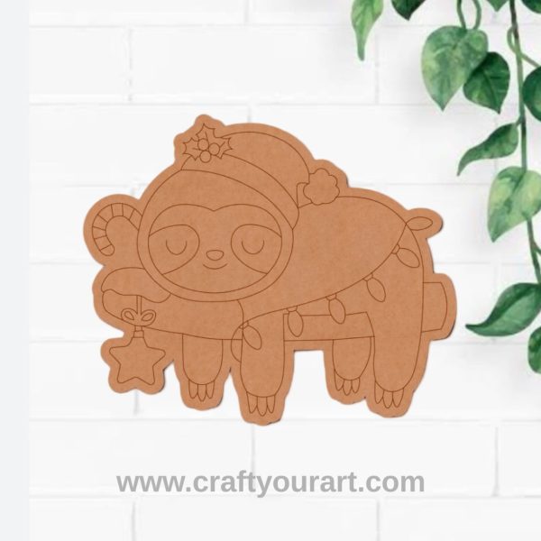 Sloth Christmas Pre Marked MDF Design 6