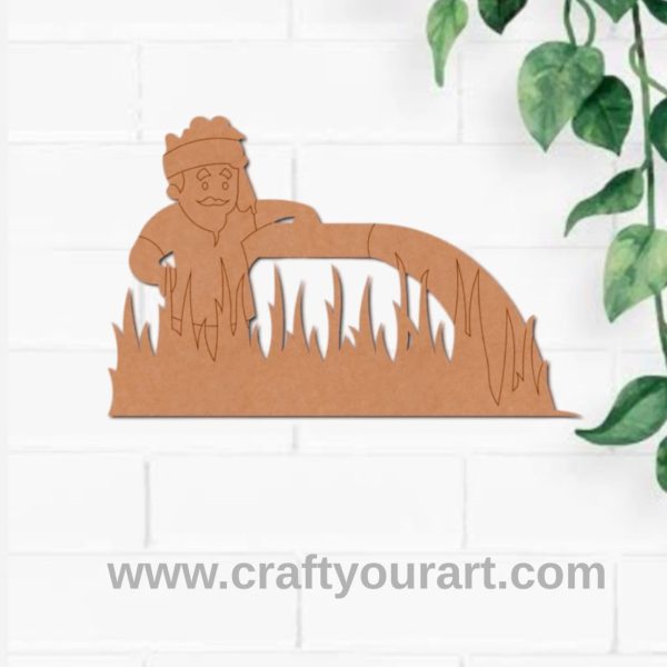 Farmer Watering Crops Pre Marked MDF Design 1