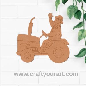 Farmer On Tractor Pre Marked MDF Design 1