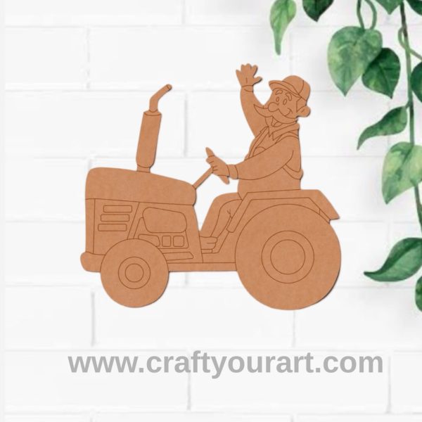 Farmer On Tractor Pre Marked MDF Design 1