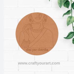 Woman With Chai Pre Marked Round MDF Design 1
