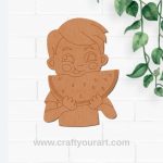 Boy Eating Watermelon Pre Marked MDF Design 1
