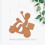 Pizza Man On Scooter Pre Marked MDF Design 1