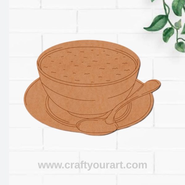 Soup Bowl With Spoon Pre Marked MDF Design 1