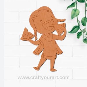 Girl Eating Watermelon Pre Marked MDF Design 1