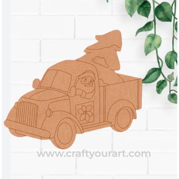 Christmas Santa Clause Driving Car Pre Marked MDF Design 1