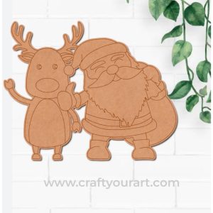 Christmas Santa With Reindeer Pre Marked Design 3