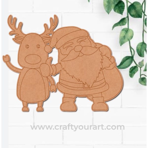 Christmas Santa With Reindeer Pre Marked Design 3