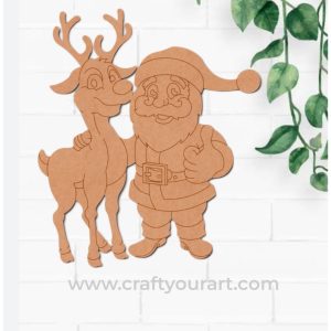 Christmas Santa With Reindeer Pre Marked Design 4