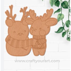 Christmas Snow Man And Reindeer Pre Marked MDF Design 1