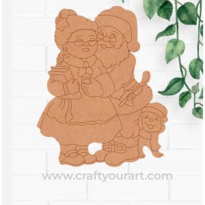 Christmas Santa Claus With Wife and Dog Pre Marked MDF Design 1