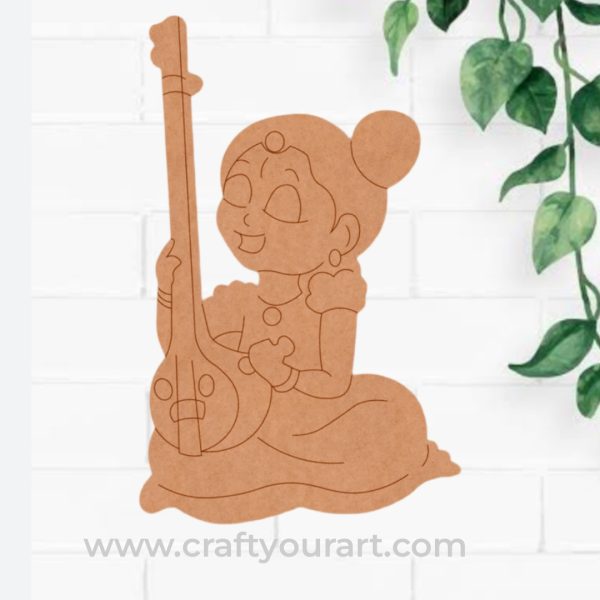 Woman With Sitar Pre Marked MDF Design 3