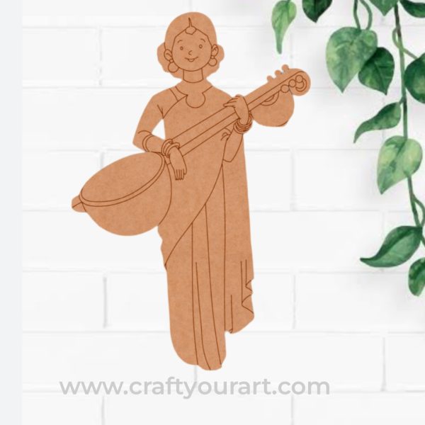 Woman With Sitar Pre Marked MDF Design 4