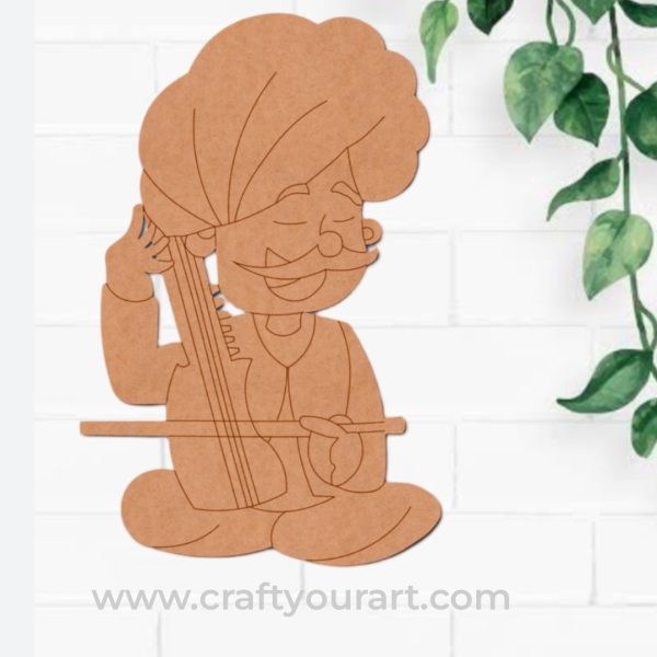 Man With Sitar Pre Marked MDF Design 1