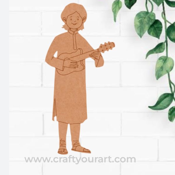 Man Playing Mandolin Pre Marked MDF Design 1