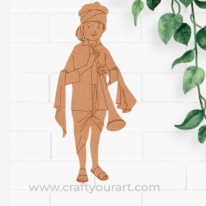 Man With Bhopu Instrument Pre Marked MDF Design 1