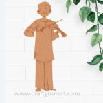 South Indian Man Playing Violin Pre Marked MDF Design 1