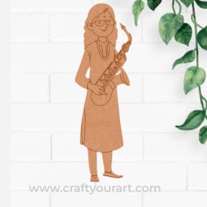 Woman With Saxophone Pre Marked MDF Design 1