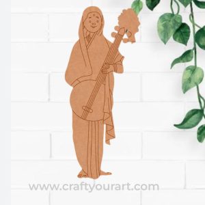 Woman With Tambura Pre Marked MDF Design 1