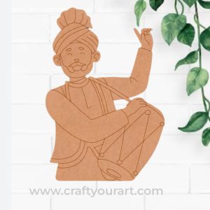 Man Playing Dhol Pre Marked MDF Design 4