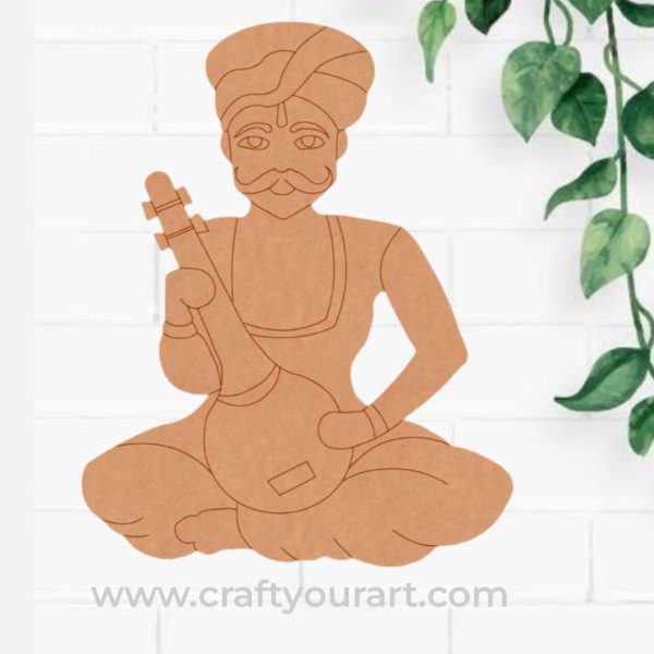 Man With Sitar Pre Marked MDF Design 2