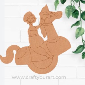 Rajasthani Man Horse Dance Pre Marked MDF Design 2