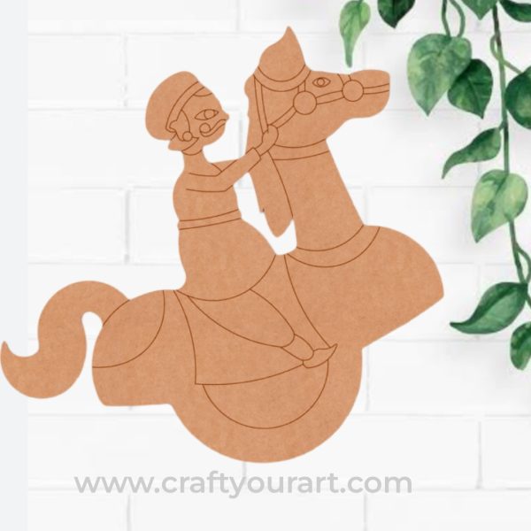 Rajasthani Man Horse Dance Pre Marked MDF Design 2
