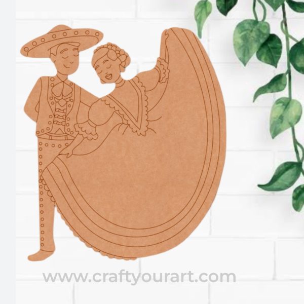 Mexican Dancing Couple Pre Marked MDF Design 1