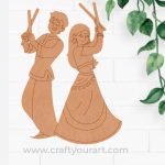 Couple Playing Dandiya Pre Marked MDF Design 2