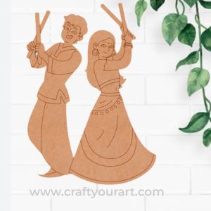 Couple Playing Dandiya Pre Marked MDF Design 2