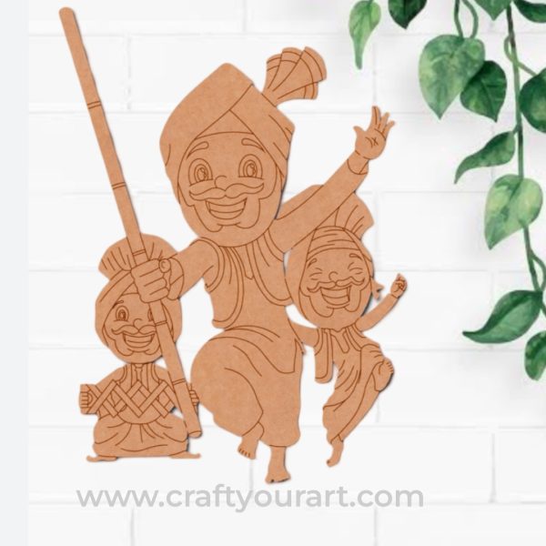Sikh People Dancing Baisakhi Pre Marked MDF Design 2