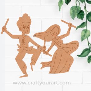 Couple Playing Dandiya Pre Marked MDF Design 3