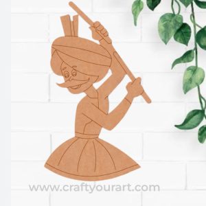Boy Playing Dandiya Pre Marked MDF Design 1