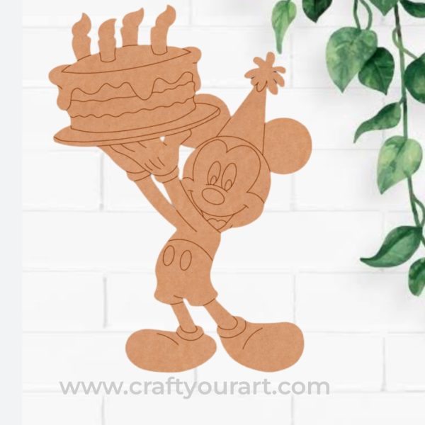 Mickey Mouse Celebrating With Cake Pre Marked MDF Design 2
