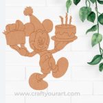 Mickey Mouse Celebrating With Cake Pre Marked MDF Design 1