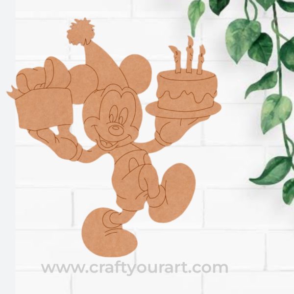 Mickey Mouse Celebrating With Cake Pre Marked MDF Design 1