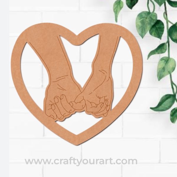 Hands In Heart Pre Marked MDF Design 1